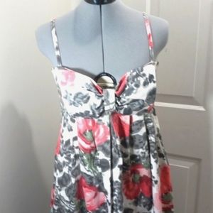 Maggie London Dress Sz 8, Spegetti Straps with Bow in Front. Grey/Coral